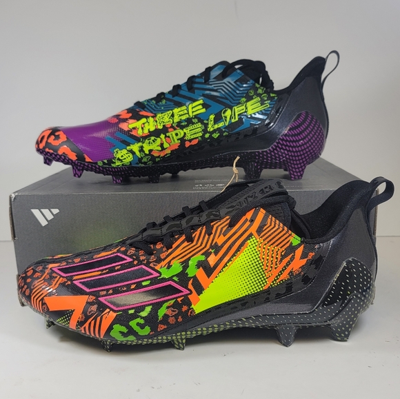 New Adidas Adizero 12.0 Mismatch Football Cleats Black/Multi IG9569 Mens Size 14